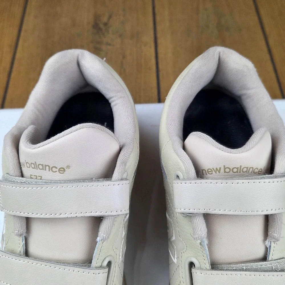 New Balance 577 Bone Beige Leather Walking Shoes Hook Loop MW577VB Mens 10 D